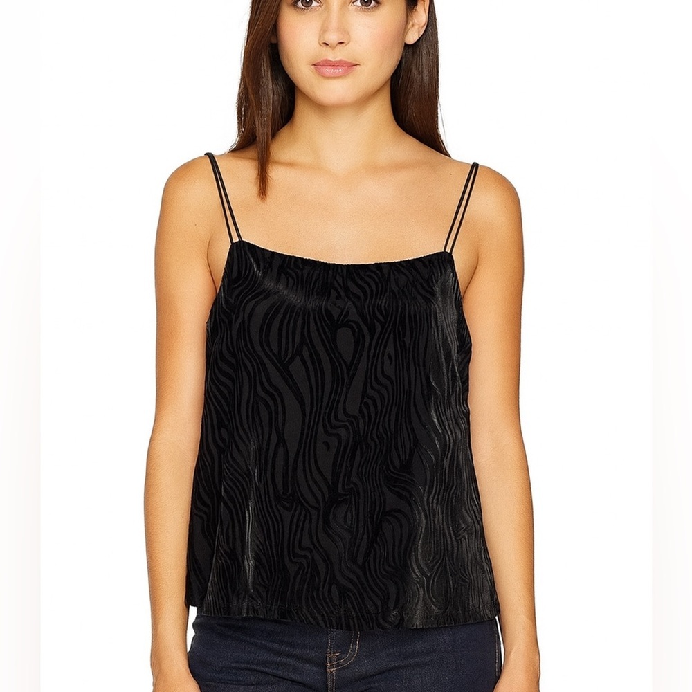 Anthropology Sunday in Brooklyn velvet black motif Tank Blouse, Size S, NWT‎